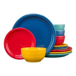 Fiesta China Mixed Vibrant Bistro Coupe 12-Piece Dinnerware Set, Service for 4