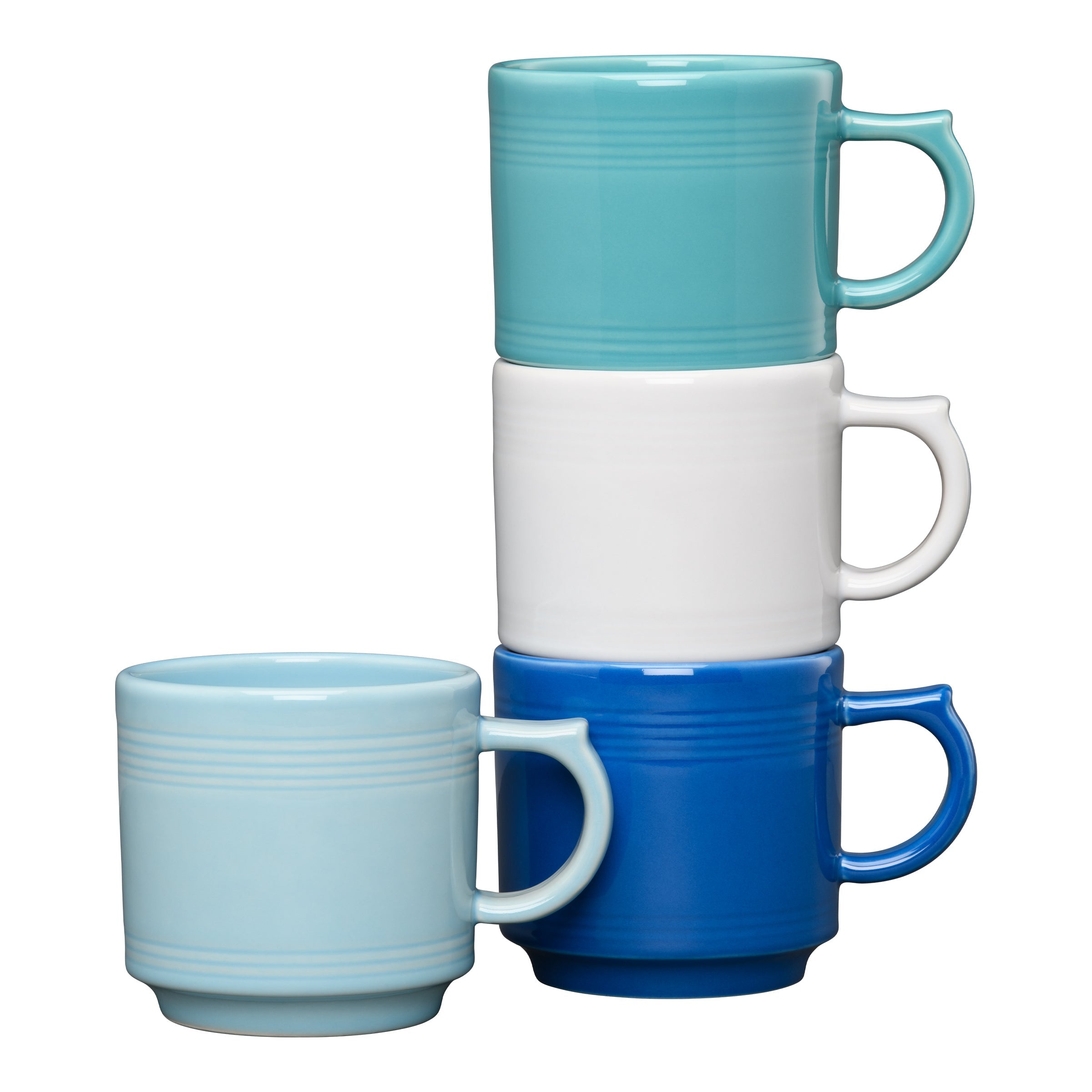 Fiesta China Coastal Blues 16 OZ Set of 4 Mixed Stackable Mug Set