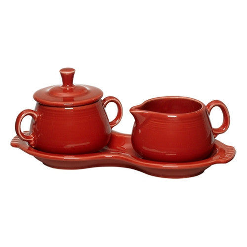 Fiesta China New Retired 4-Piece Sugar Bowl and Creamer Set with Tray - Image 6