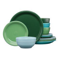 Fiesta China Mixed Aegean Bistro Coupe 12-Piece Dinnerware Set, Service for 4