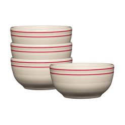 Fiesta China Americana Scarlet Bands Set of 4 Bistro Coupe 5 1/2 Inch Cereal Bowl 22 oz
