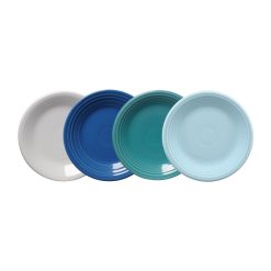 Fiesta China Mixed Coastal Blues Classic Rim 7 1/4 Inch Salad Plate, Set of 4
