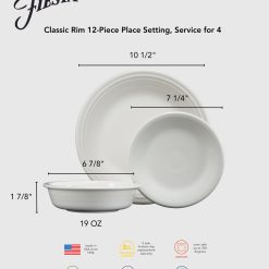 Alternative view of Fiesta China Classic Rim 12-Piece Dinnerware Set, Service for 4