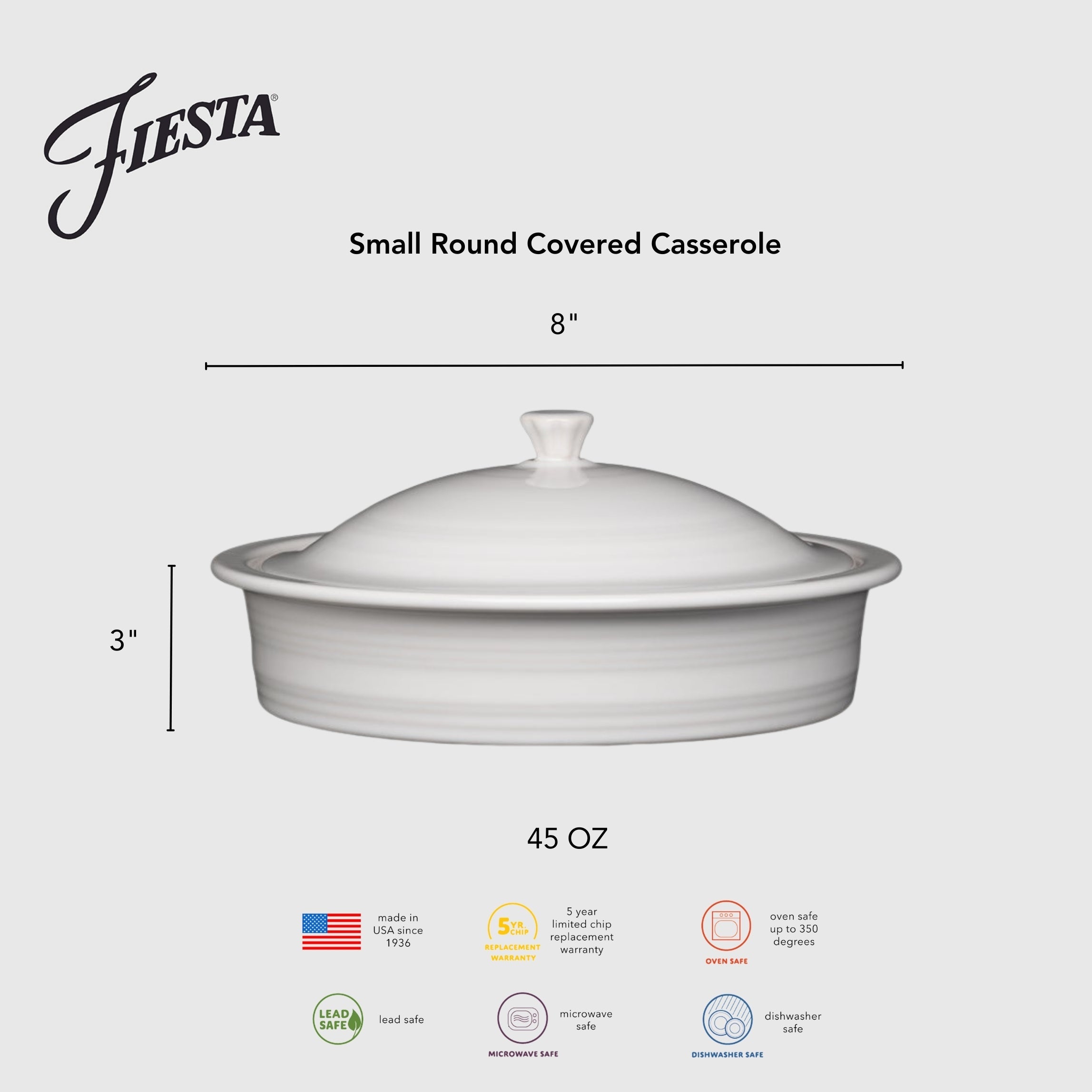Fiesta China Small 10 Inch Round Covered Casserole 1.4 Quart - Image 11