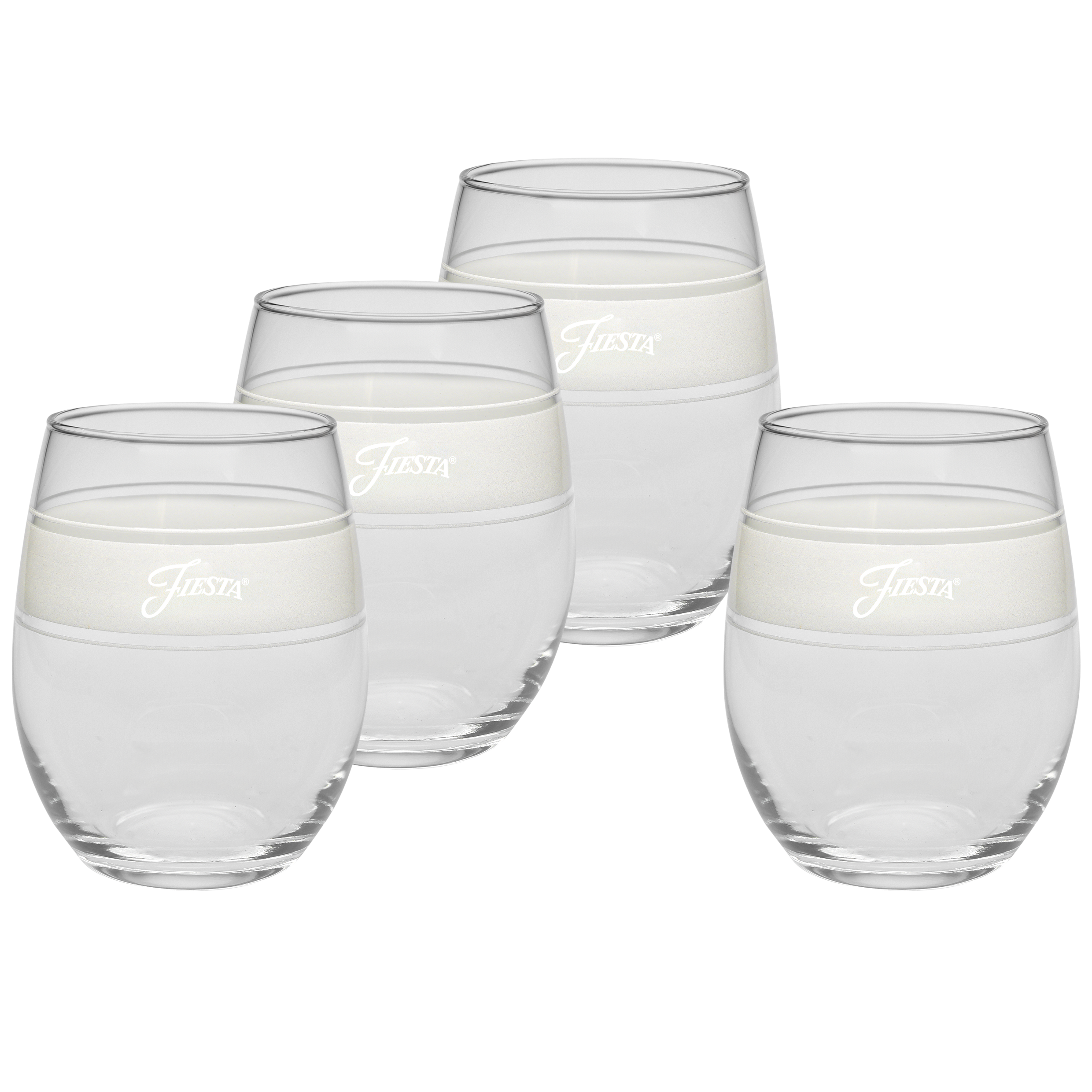 Fiesta China Linen 15 oz. Frame Stemless Glass, Set of 4