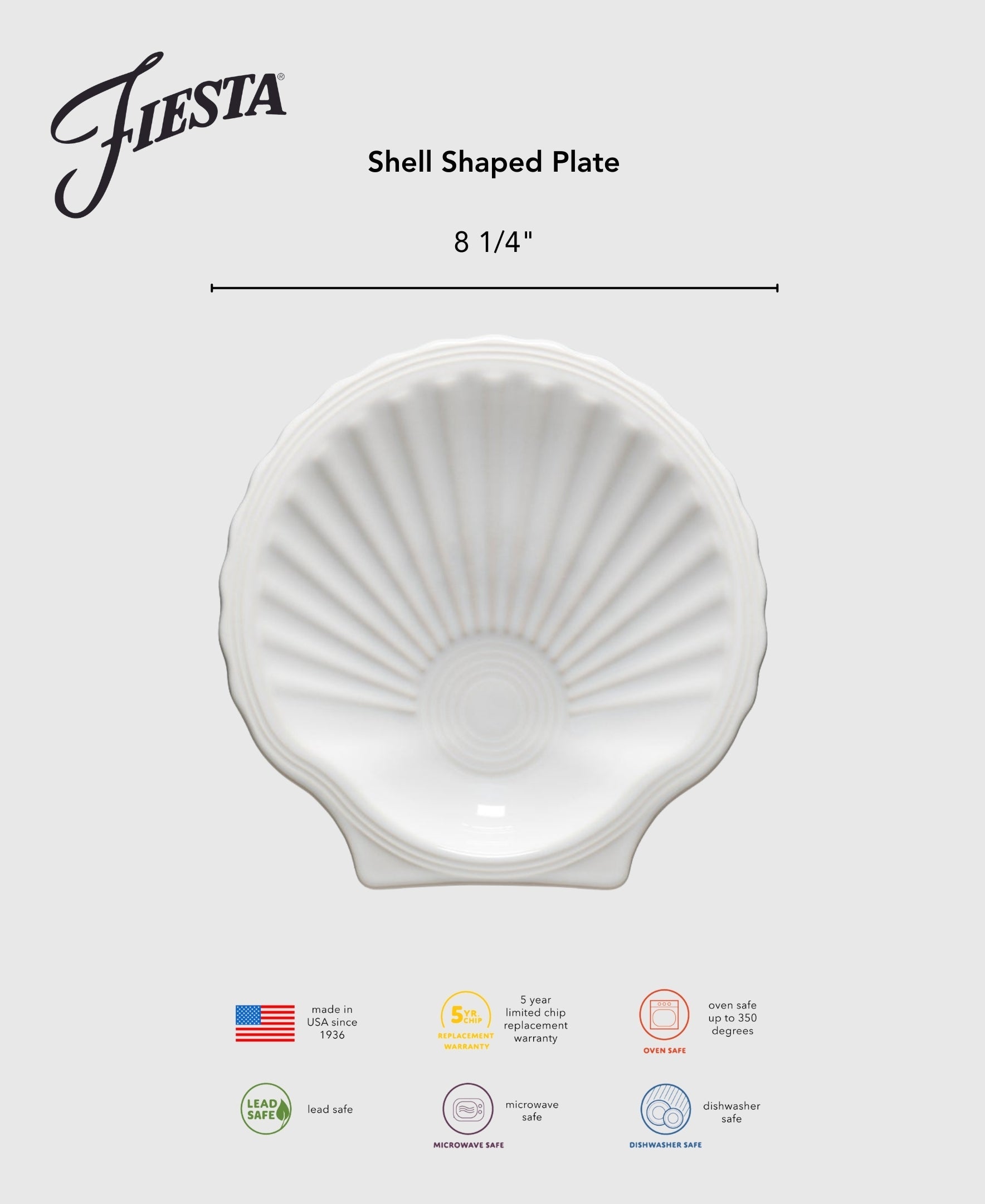 Fiesta China New Retired Shell Shaped Plate 8 1/4 Inch - Image 5
