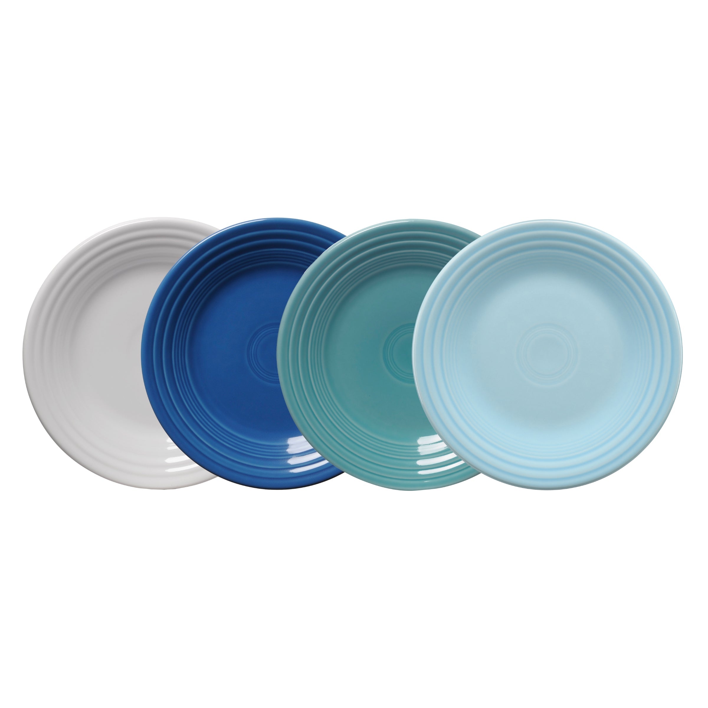 Fiesta China Mixed Coastal Blues Classic Rim 9 Inch Luncheon Plate, Set of 4