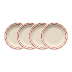 Fiesta China Americana Scarlet Band Set of 4 Classic Rim 7 1/4-Inch Salad Plates
