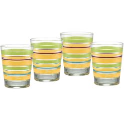 Fiesta China Retired 15 oz. Fiesta® Caribbean Sunset Stripes Tapered Double Old Fashion, Set of 4
