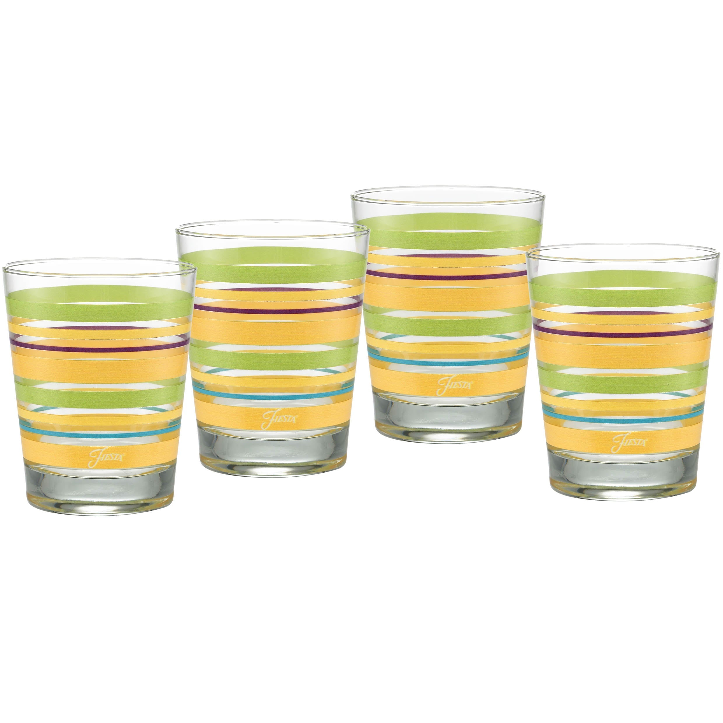 Fiesta China Retired 15 oz. Fiesta® Caribbean Sunset Stripes Tapered Double Old Fashion, Set of 4