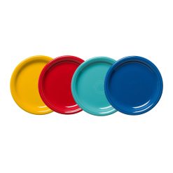 Fiesta China Mixed Vibrant Bistro Coupe 7 1/4 Inch Salad Plate, Set of 4