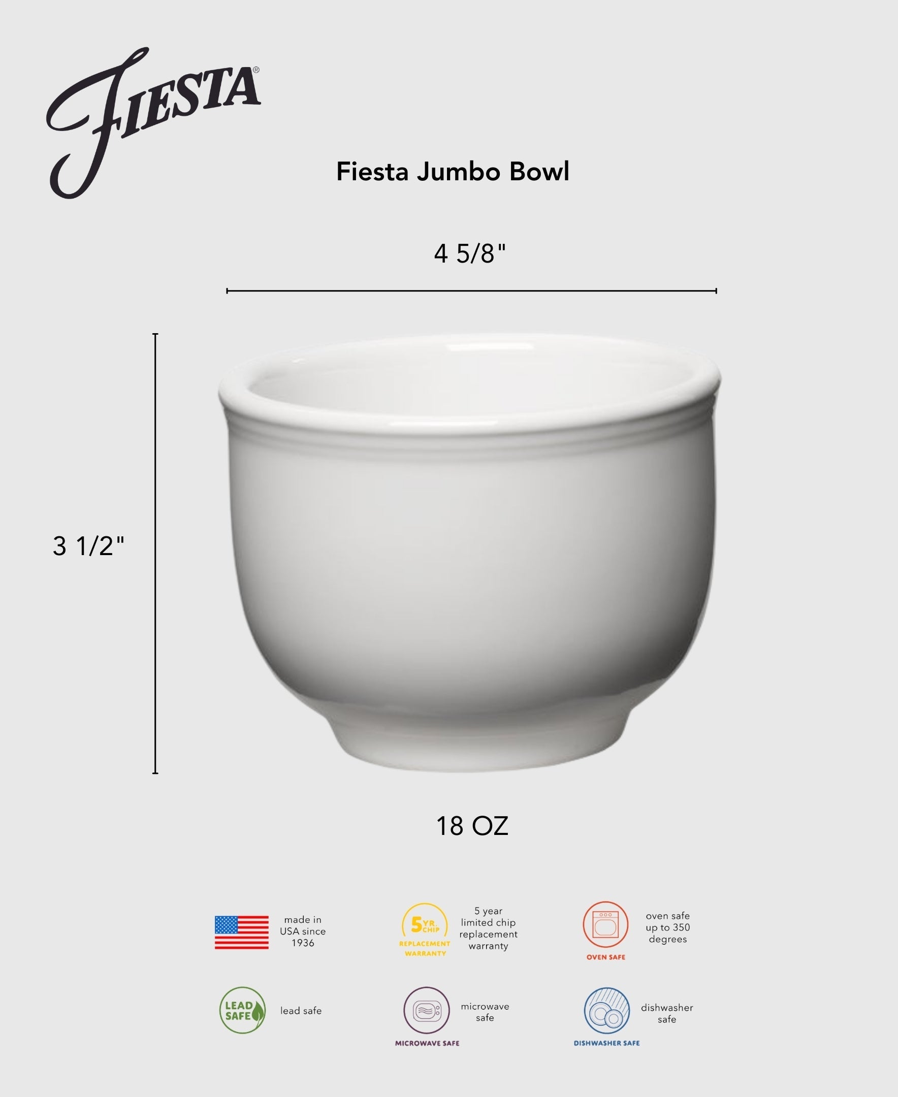 Fiesta China Retired Fiesta 4 5/8 Inch Jumbo Bowl 18 OZ - Image 2