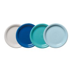 Fiesta China Mixed Coastal Blues Bistro Coupe 7 1/4 Inch Salad Plate, Set of 4