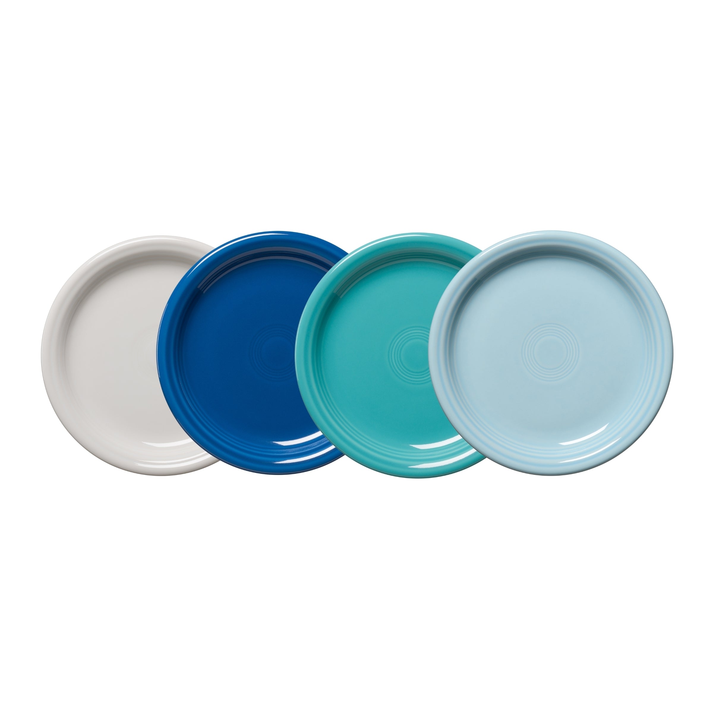 Fiesta China Mixed Coastal Blues Bistro Coupe 7 1/4 Inch Salad Plate, Set of 4