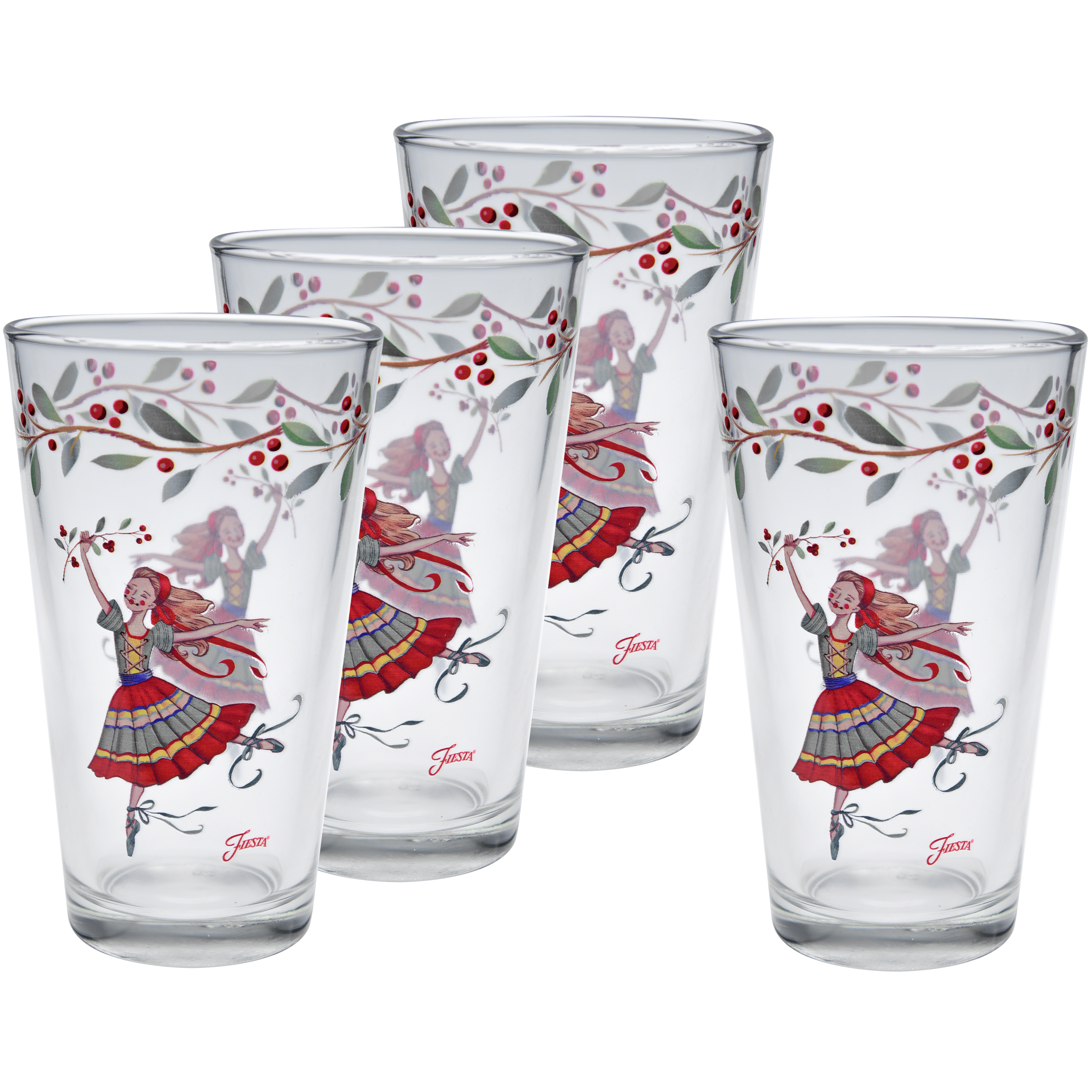 Fiesta China Nutcracker The Ballerina 16 oz. Cooler Glass - Set of 4