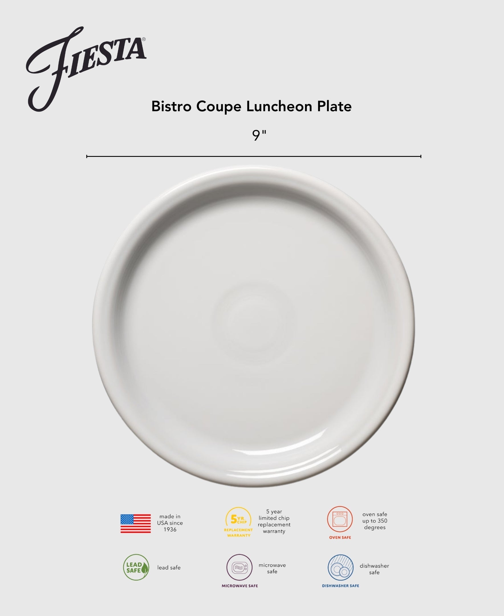 Fiesta China Lavender Bistro Coupe 9 Inch Luncheon Plate - Image 2