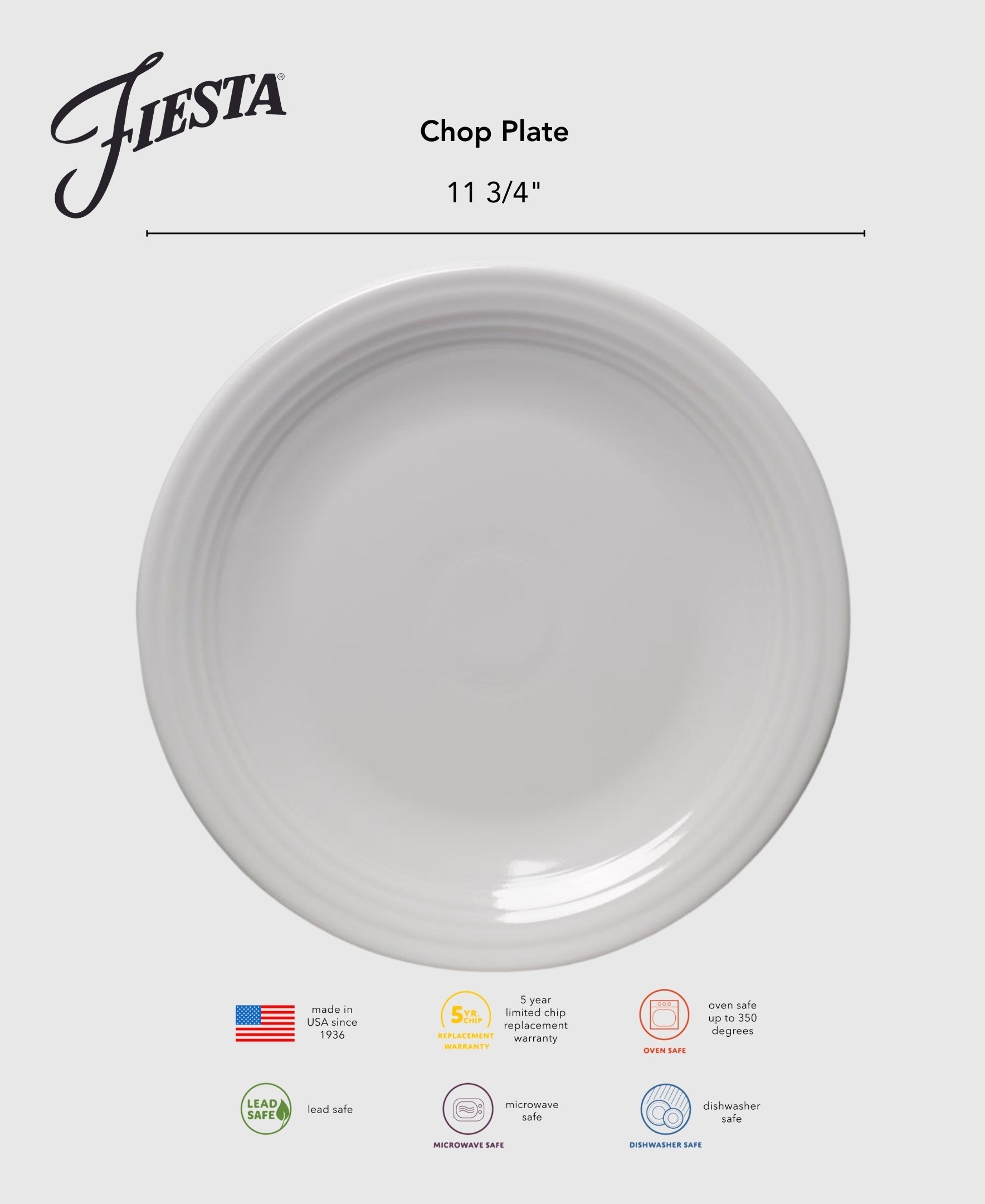 Fiesta China Classic Rim Chop Plate 11 3/4 Inch Foundry - Image 2