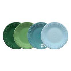Fiesta China Mixed Aegean Classic Rim 9 Inch Luncheon Plate, Set of 4