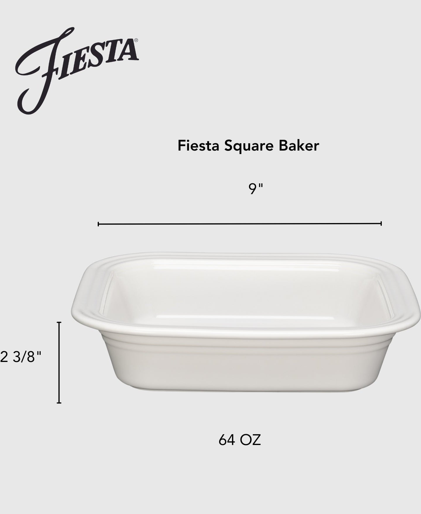 Fiesta China Fiesta Square 9x9 Inch Baker 2 Quart - Image 8