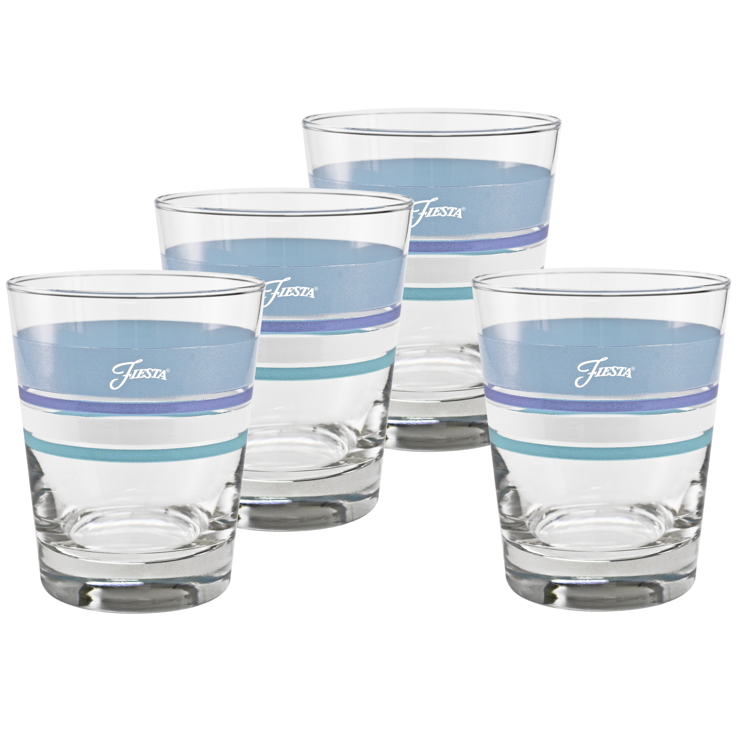 Fiesta China Coastal Blues 15 oz. Edgeline Tapered Double Old Fashion, Set of 4