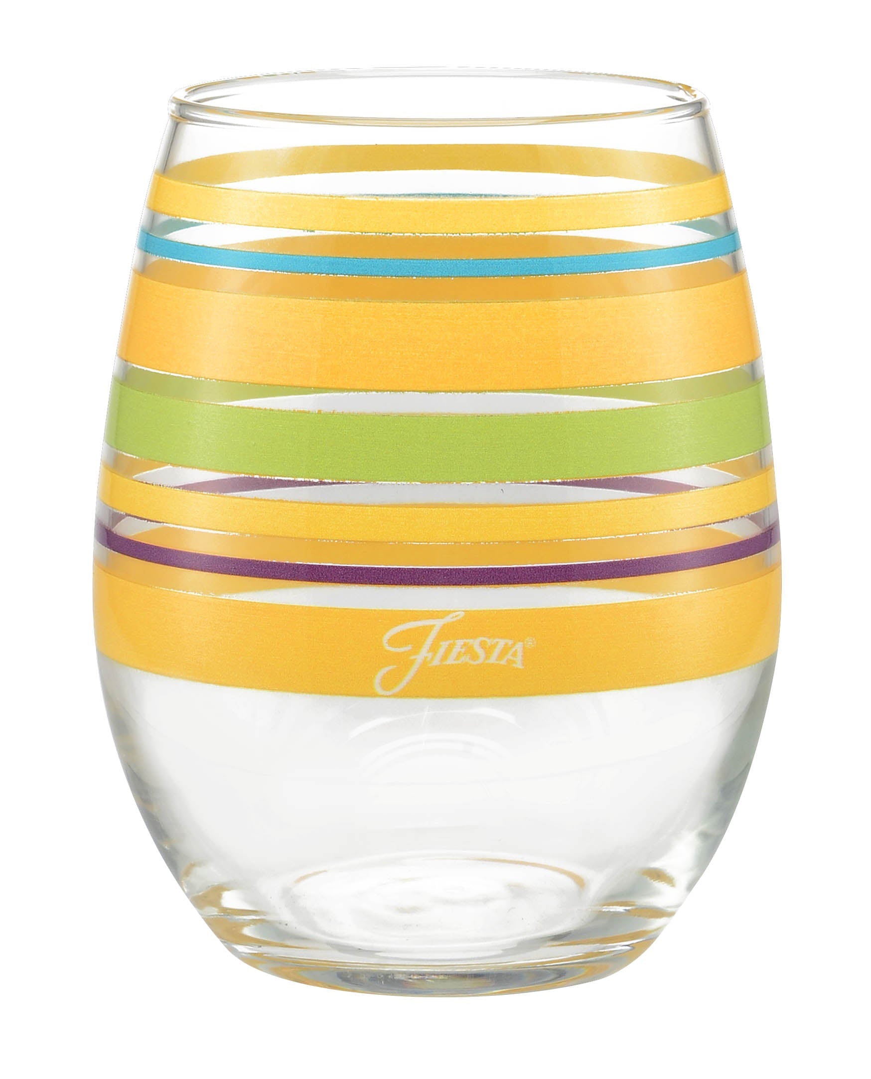 Fiesta China Retired 15 oz. Fiesta® Caribbean Sunset Stripes Stemless Wine, Set of 4 - Image 2