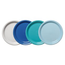 Fiesta China Mixed Coastal Blues Bistro Coupe 9 Inch Luncheon Plate, Set of 4