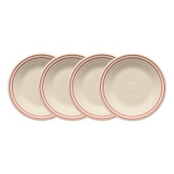 Fiesta China Americana Scarlet Band Set of 4 Classic Rim 9 Inch Luncheon Plate