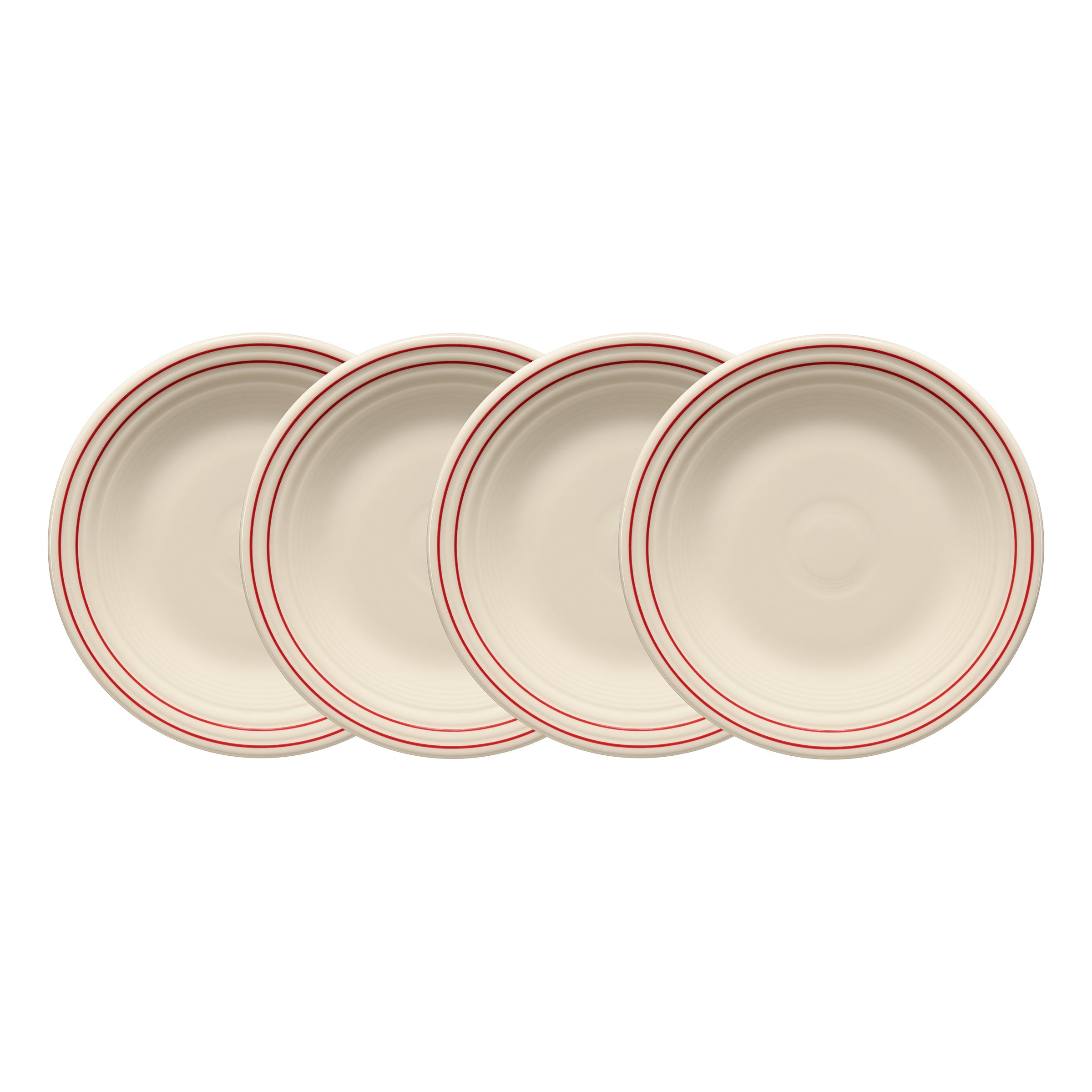 Fiesta China Americana Scarlet Band Set of 4 Classic Rim 9 Inch Luncheon Plate