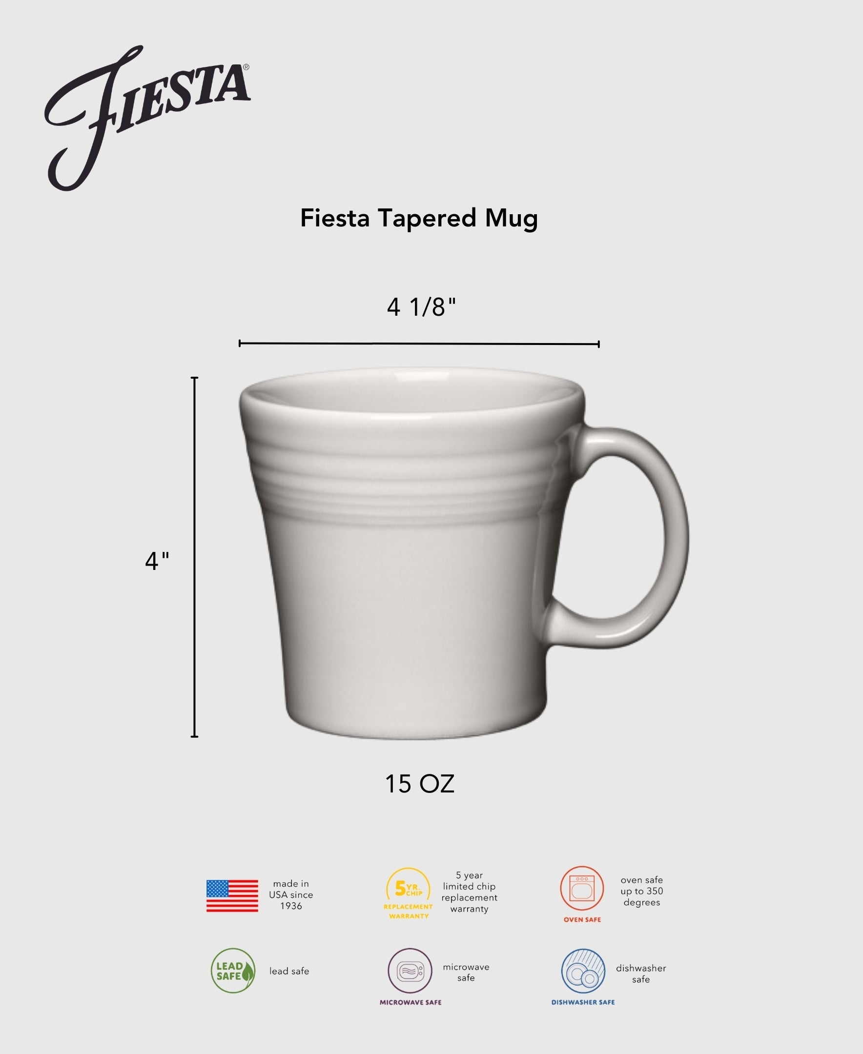 Fiesta China White 15 OZ Set of 4 Tapered Mugs - Image 2