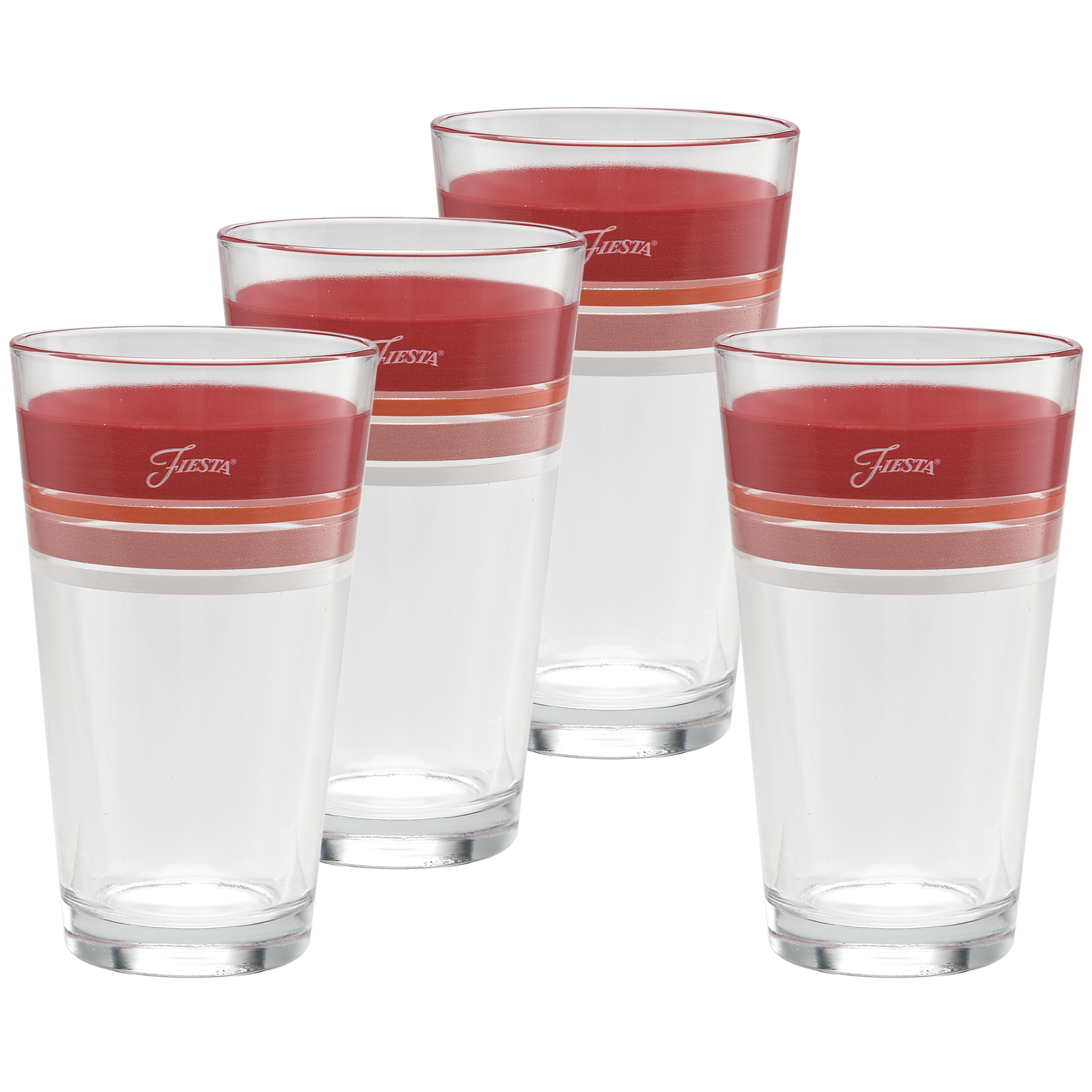 Fiesta China Horizon Sunset 16 oz. Edgeline Cooler Glass Mixed - Set of 4