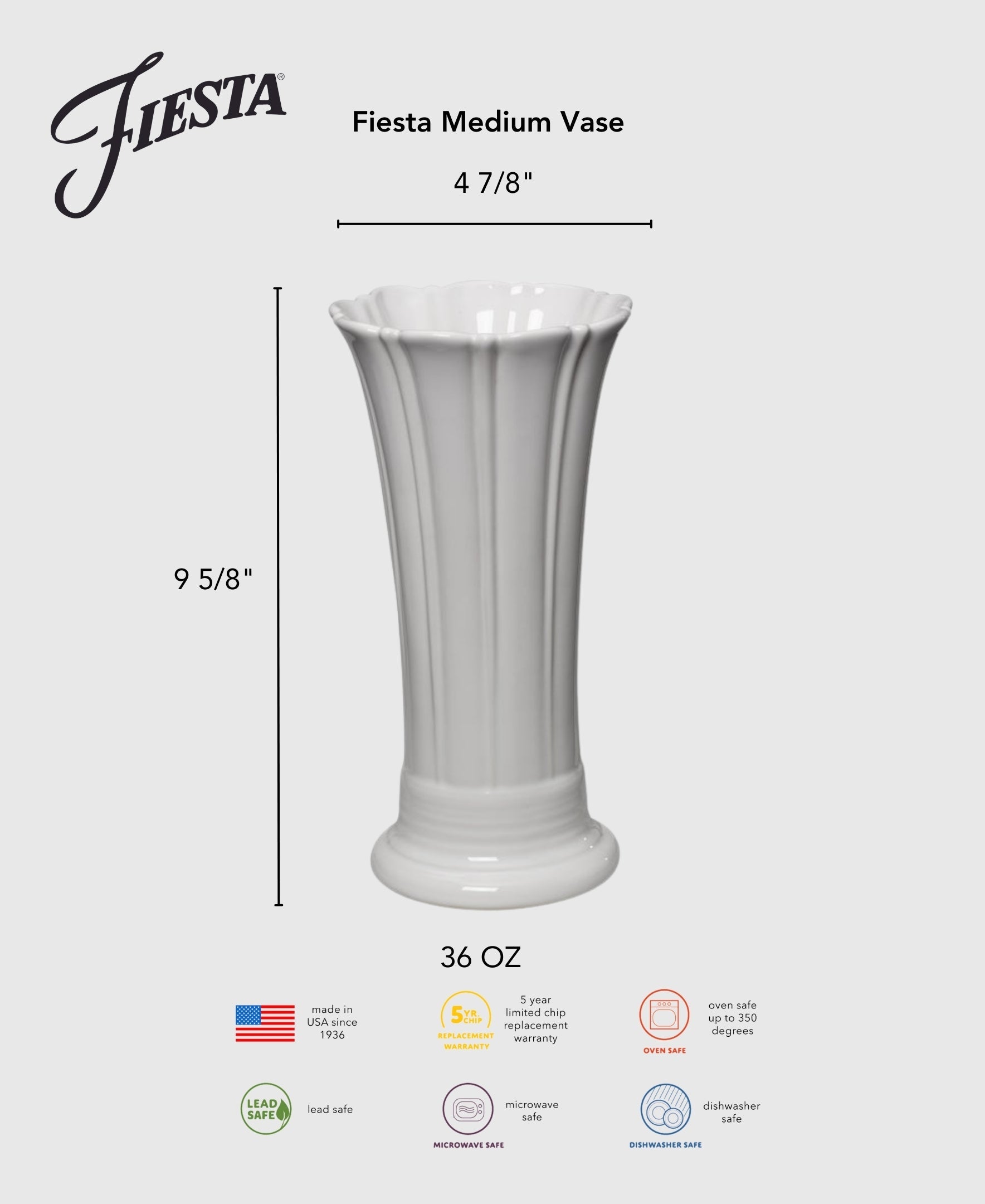 Fiesta China Fiesta 9 5/8 Inch Medium Vase - Image 3