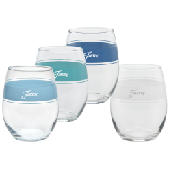 Fiesta China Coastal Blues 15 oz. Frame Stemless Wine Mixed Color, Set of 4