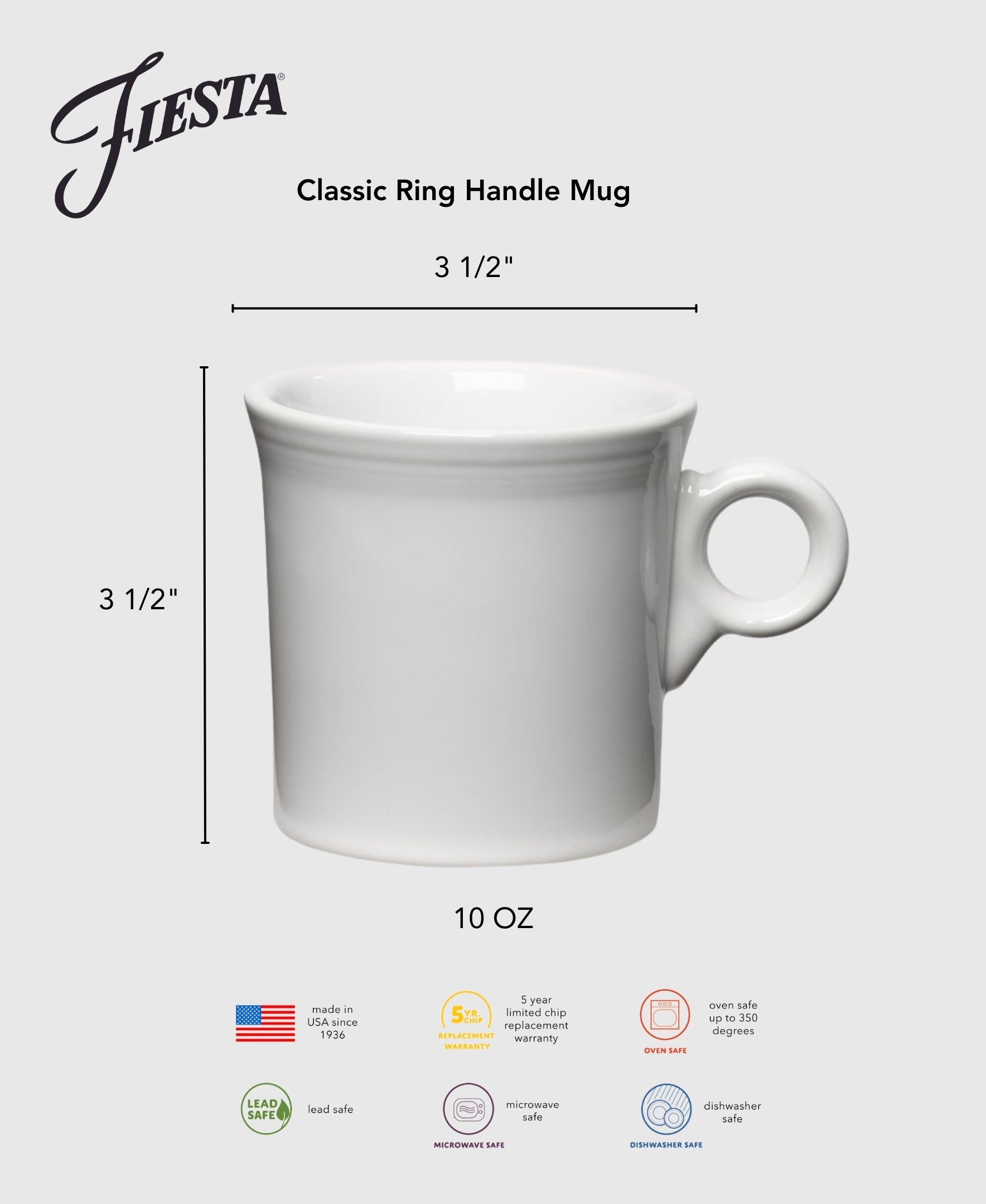 Fiesta China Foundry Classic Ring Handle 10 1/4 OZ Mug - Image 2