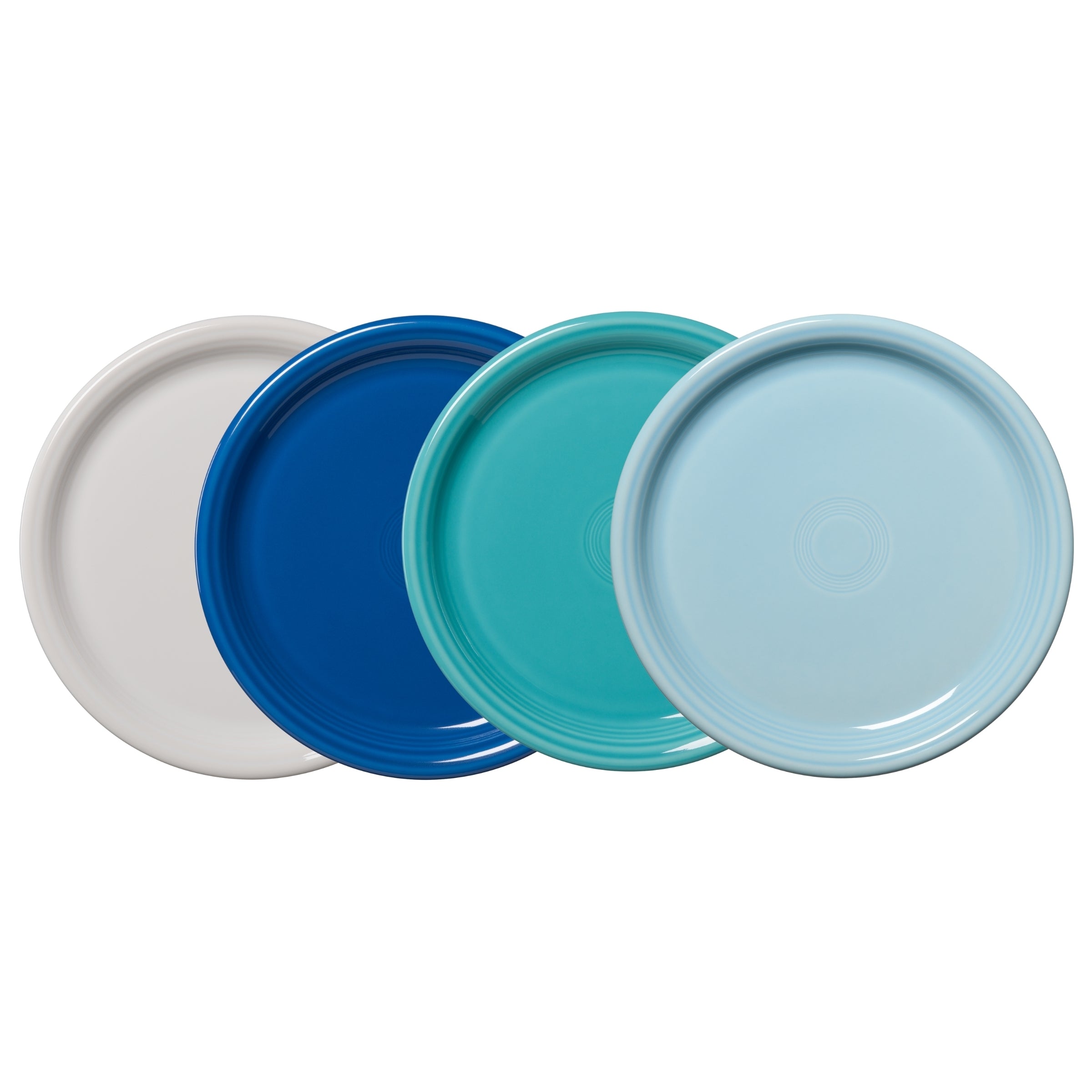 Fiesta China Mixed Coastal Blues Bistro Coupe 10 1/2 Inch Dinner Plate, Set of 4
