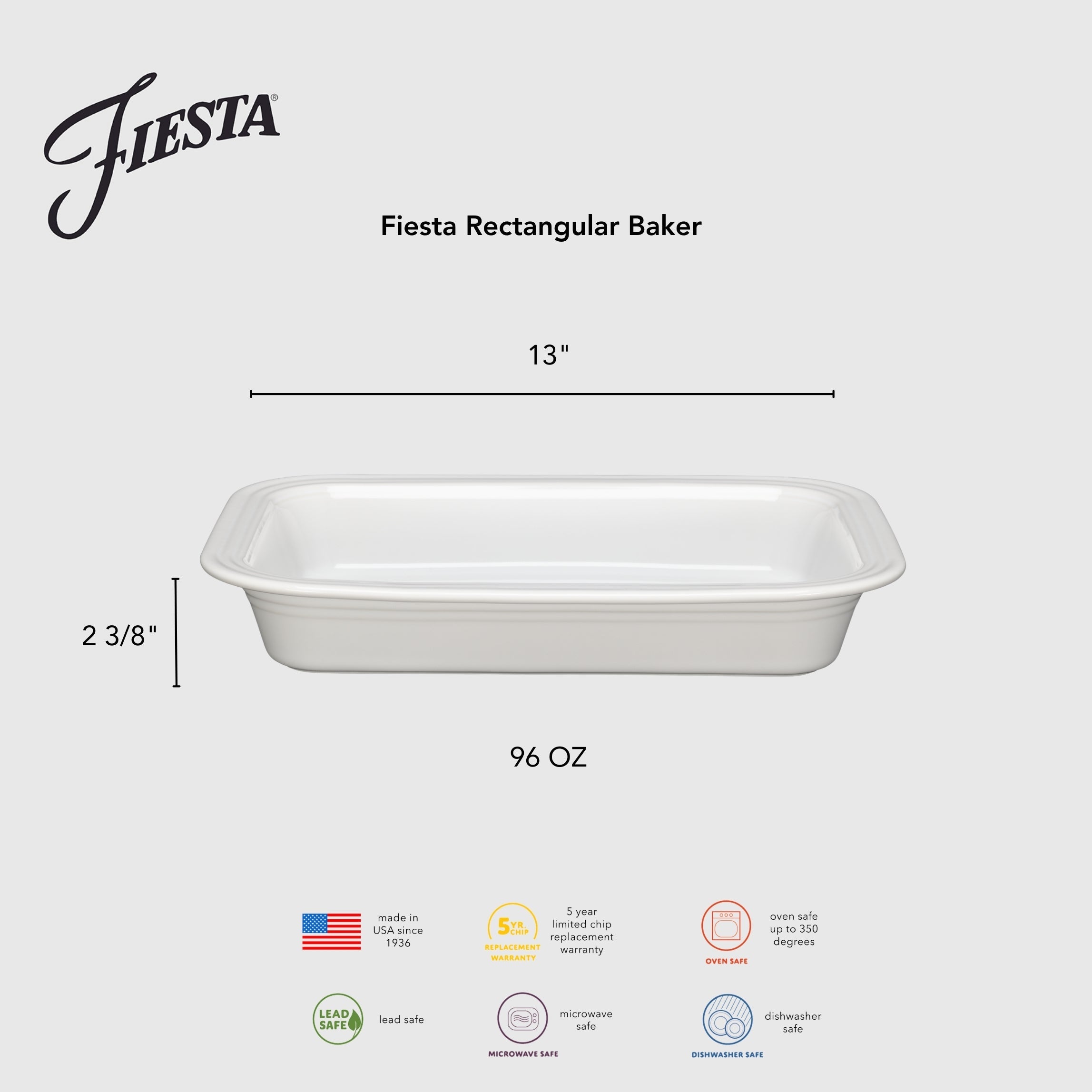 Fiesta China Fiesta Rectangular 9x13 Inch Baker 3 Quart - Image 7