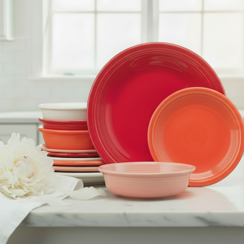 Fiesta China Mixed Sunset Horizon Classic Rim 12-Piece Dinnerware Set, Service for 4 - Image 3