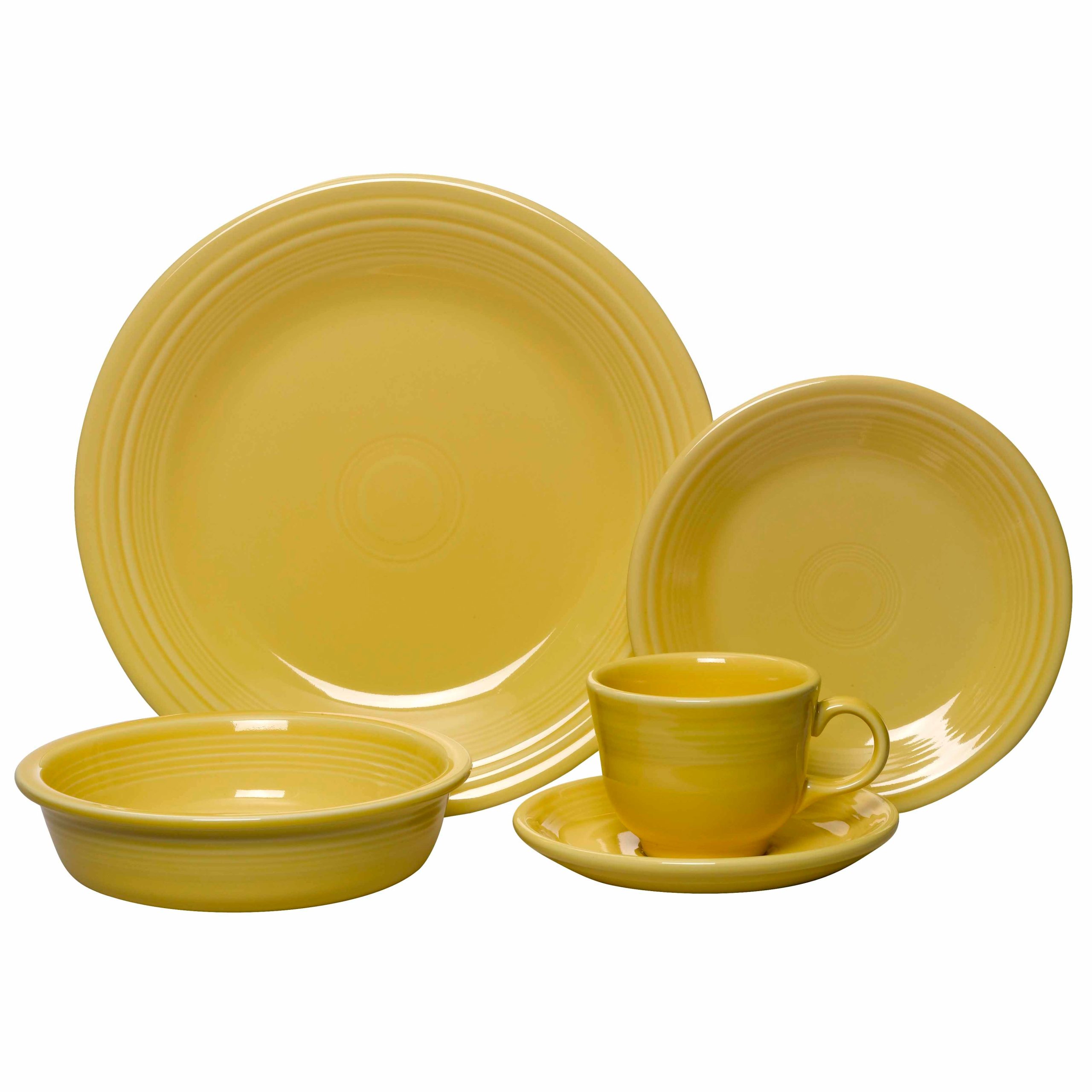 Fiesta China New Retired Classic Rim 5-Piece Place Setting, Service for 1