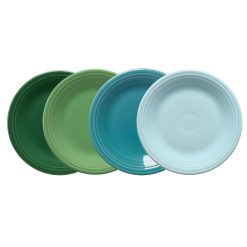 Fiesta China Mixed Aegean Classic Rim 10 1/2 Inch Dinner Plate, Set of 4
