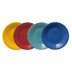 Fiesta China Mixed Vibrant Classic Rim 9 Inch Luncheon Plate, Set of 4