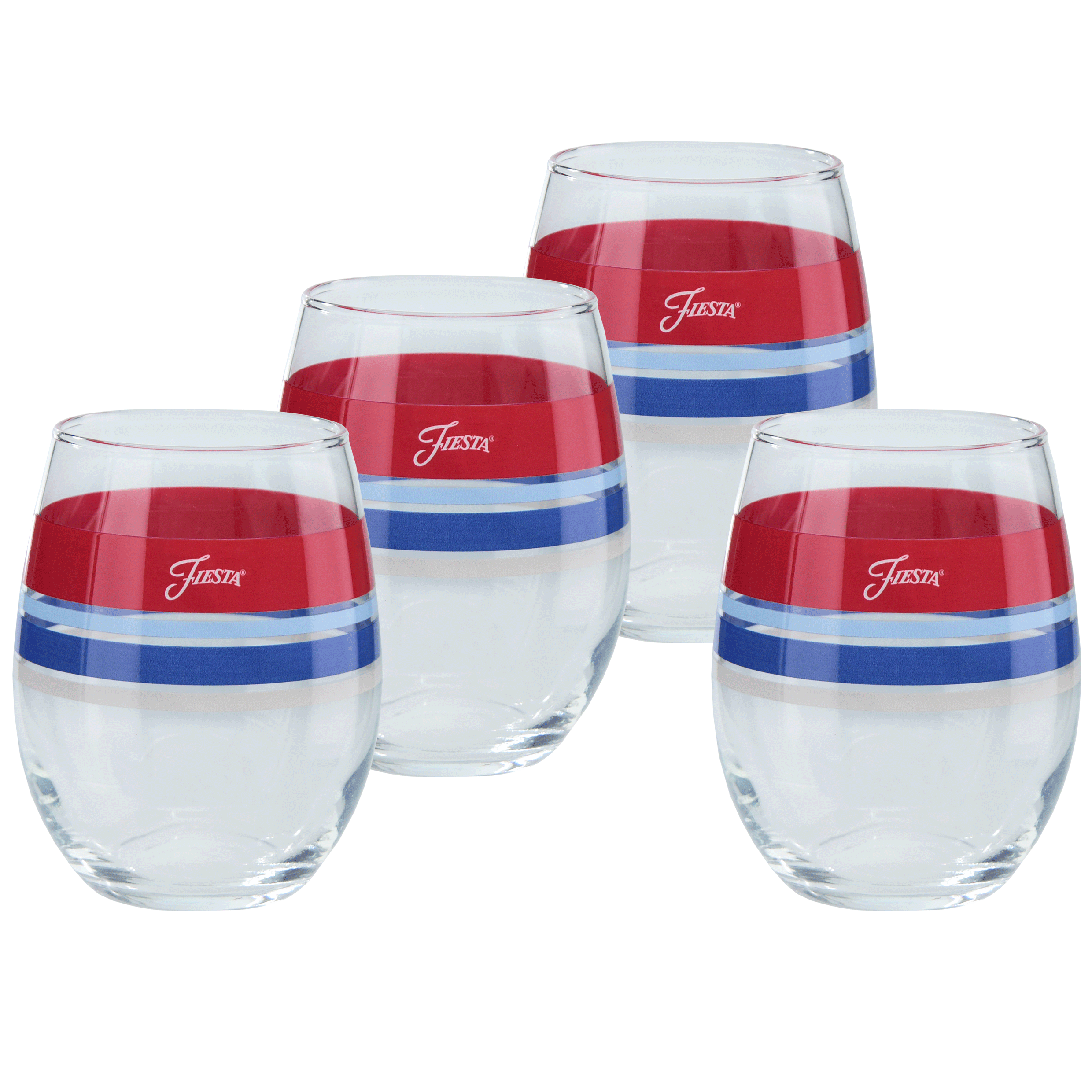 Fiesta China Americana 15 oz. Edgeline Stemless Wine, Set of 4