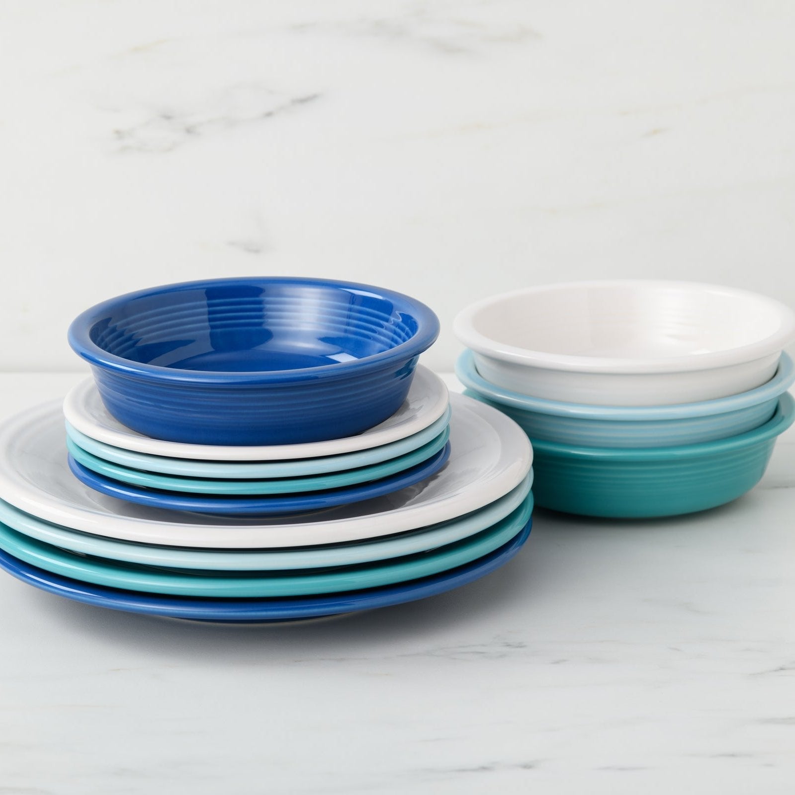 Fiesta China Mixed Coastal Blues Classic Rim 12-Piece Dinnerware Set, Service for 4 - Image 2