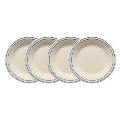 Fiesta China Americana Lapis Band Set of 4 Classic Rim 10 1/2-Inch Dinner Plates