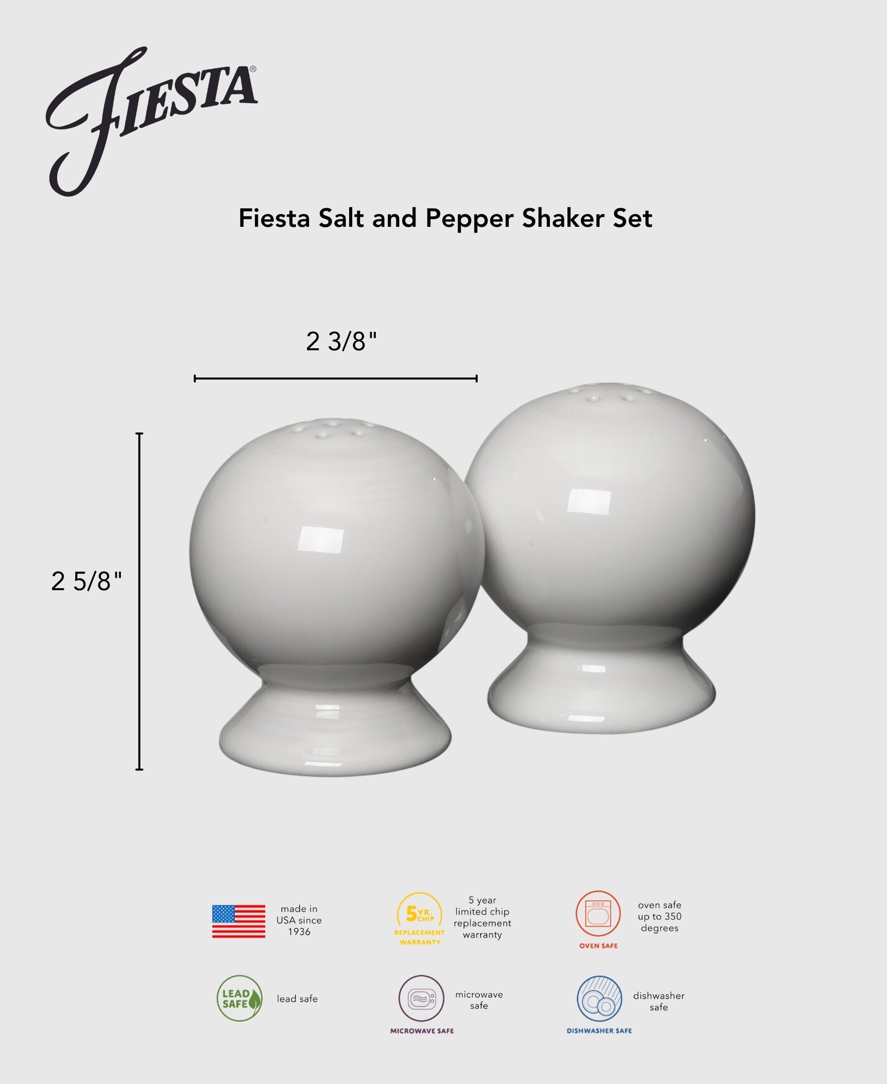 Fiesta China Fiesta 2 5/8 Inch Salt and Pepper Shaker Set - Image 9