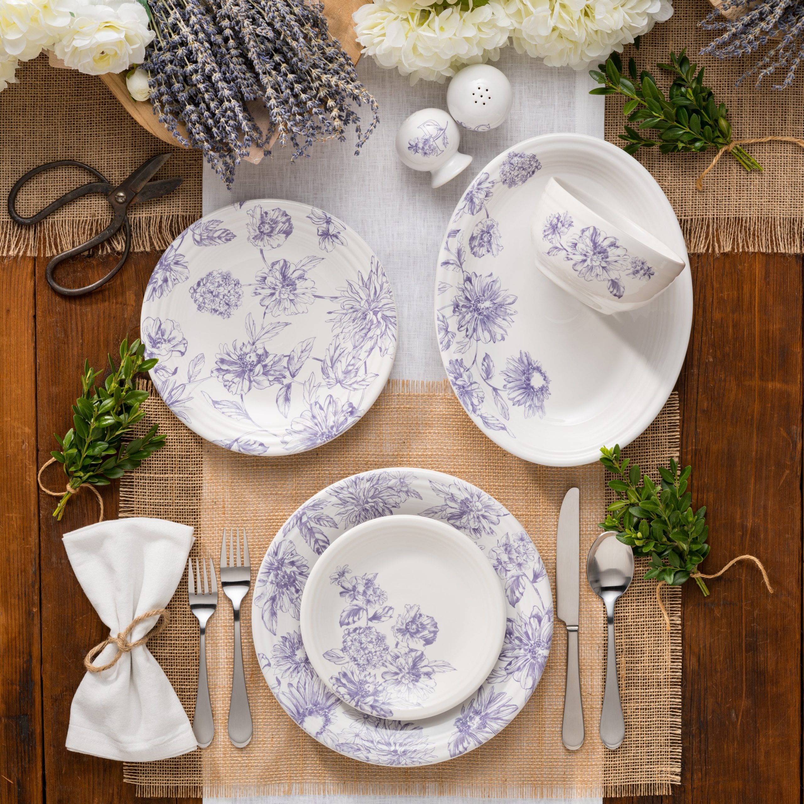 Fiesta China Botanical Floral Lavender 2 5/8 Inch Salt and Pepper Shaker Set - Image 3