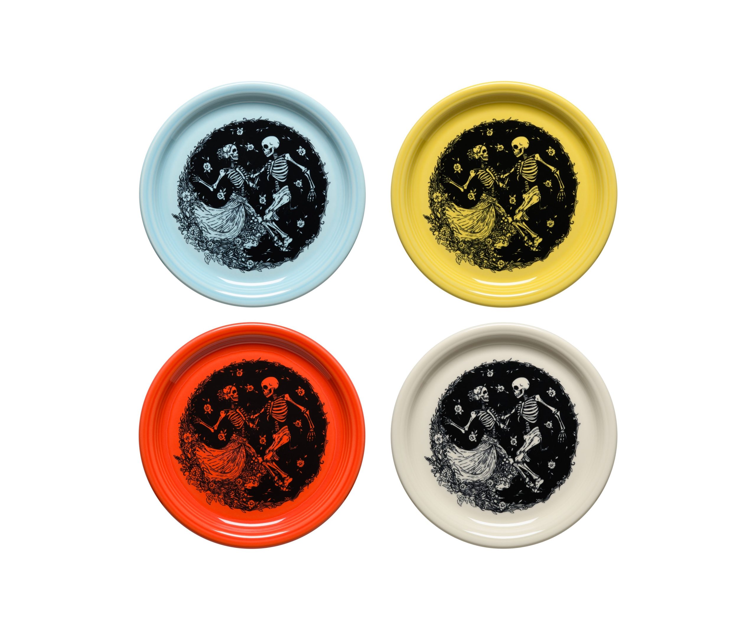 Fiesta China Mixed Skeleton Duet Bistro Coupe 9 Inch Luncheon Plate, Set of 4