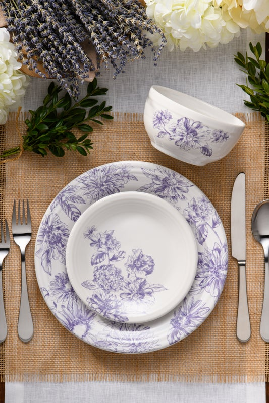 Fiesta China Botanical Floral Lavender Classic Rim 10 1/2 Inch Dinner Plate - Image 2
