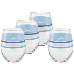 Fiesta China Coastal Blues 15 oz. Edgeline Stemless Wine, Set of 4