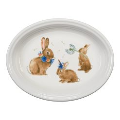 Fiesta China Breezy Floral Easter 13 5/8 Inch Large Oval Serving Platter Bunny & Babies