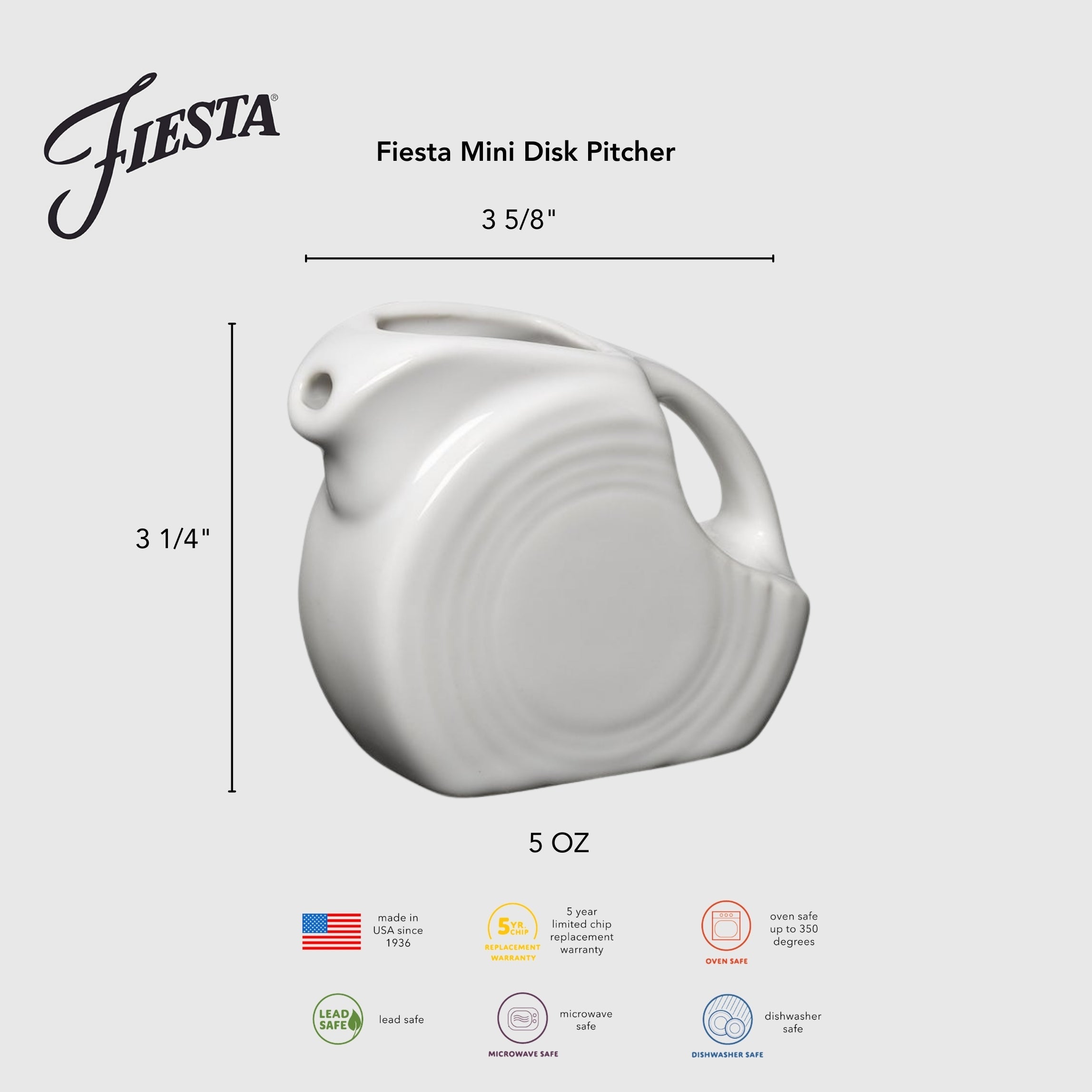 Fiesta China Lavender 5 OZ Mini Disk Pitcher - Image 3