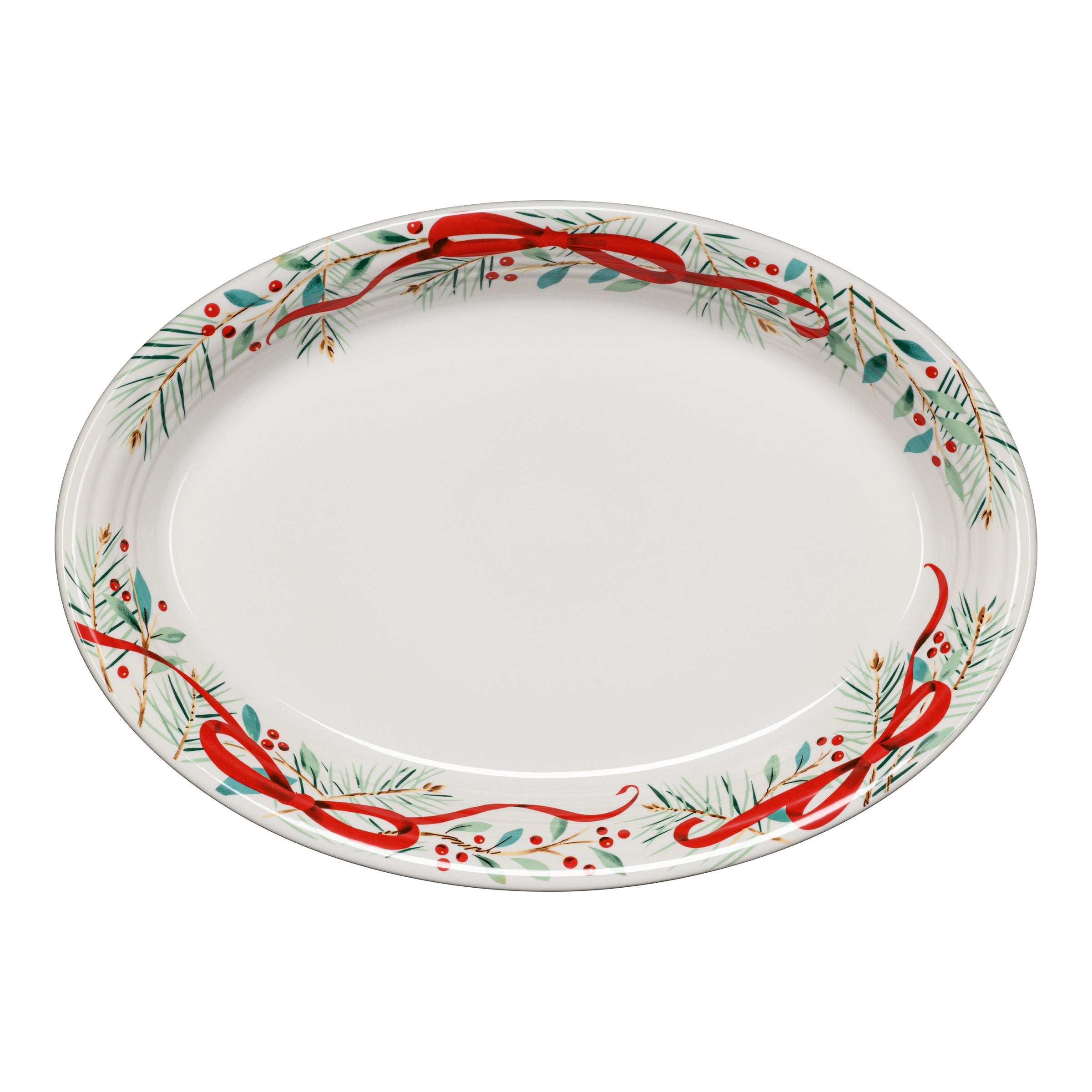 Fiesta China Holly Berry Christmas Garland 13 5/8 Inch Large Oval Serving Platter